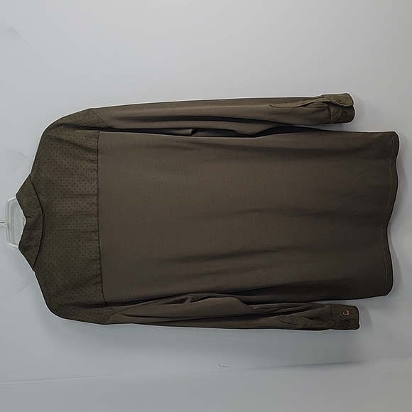 Creme De Silk Olive Green Button Down Men's Shirt - Picture 5 of 8